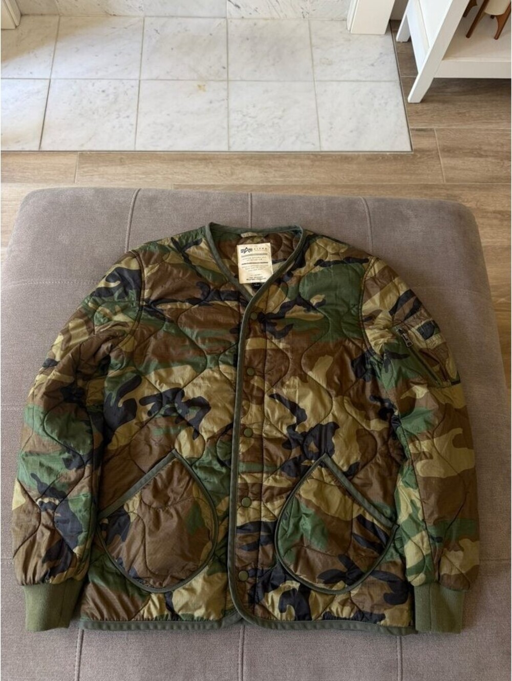 Alpha Industries M-65 Quilted Liner Jacket Woodland Camo S